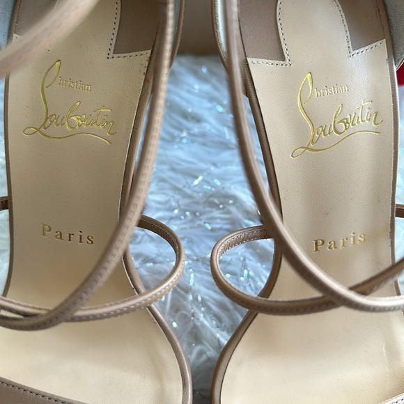Authentic Christian louboutin Choca 150 ankle cuff nude kidskin leather NIB 39.5 - Picture 6 of 15